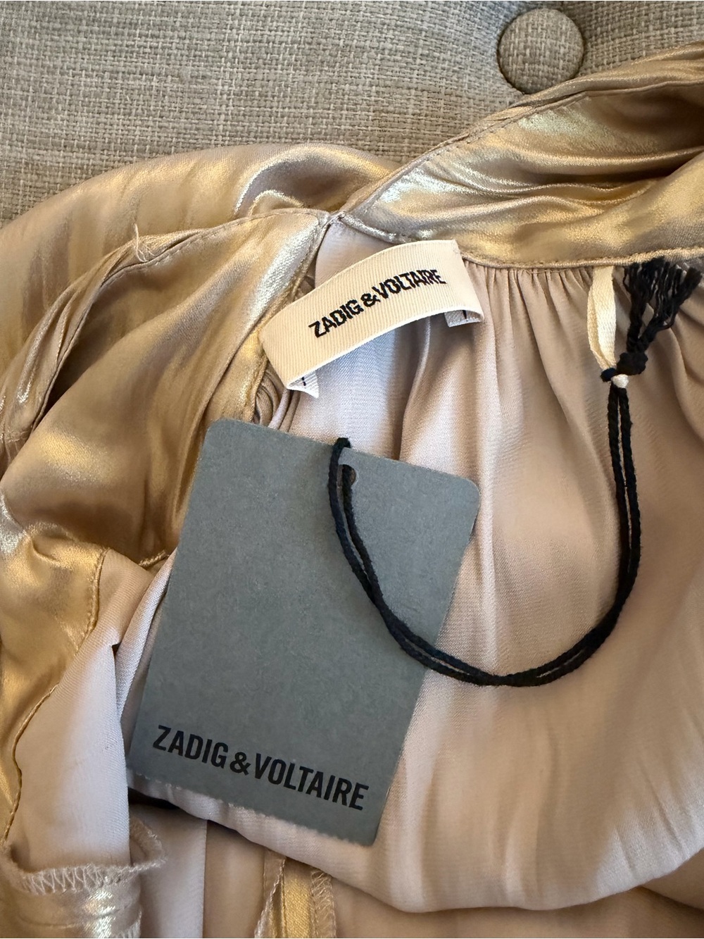 NWT - Metallic Champagne Slip Dress with Delicate Straps - Picture 10 of 11